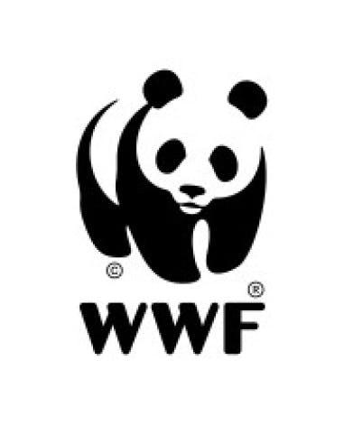 WWF logo: an illustration of a panda with 'WWF' black text below